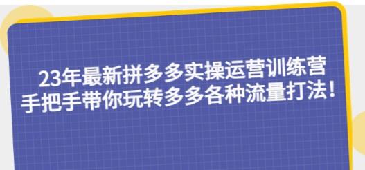 23年最新拼多多实操运营训练营：手把手带你玩转多多各种流量打法！-轻松搞定副业 - 高效赚钱方法和建议