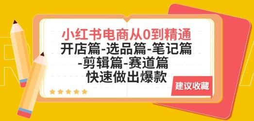 小红书电商从0到精通：开店篇-选品篇-笔记篇-剪辑篇-赛道篇 快速做出爆款-轻松搞定副业 - 高效赚钱方法和建议