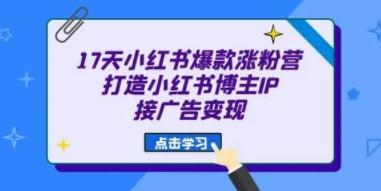 小红书爆款涨粉系列课，17天让你成功接广告变现-轻松搞定副业 - 高效赚钱方法和建议