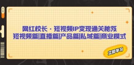 网红校长·短视频IP变现通关秘笈：短视频篇+直播篇+产品篇+私域篇+商业模式-轻松搞定副业 - 高效赚钱方法和建议