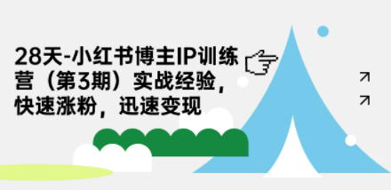 28天-小红书博主IP训练营（第3期）实战经验，快速涨粉，迅速变现-轻松搞定副业 - 高效赚钱方法和建议