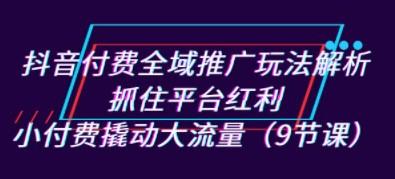 抖音付费全域推广玩法解析：抓住平台红利，小付费撬动大流量（9节课）-轻松搞定副业 - 高效赚钱方法和建议