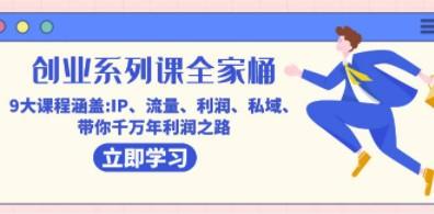 创业系列课-全家桶，9大课程涵盖:IP 流量 利润 私域 带你千万年利润之路-轻松搞定副业 - 高效赚钱方法和建议