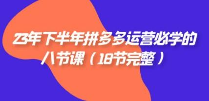 23年下半年拼多多·运营必学的八节课（18节完整）-轻松搞定副业 - 高效赚钱方法和建议