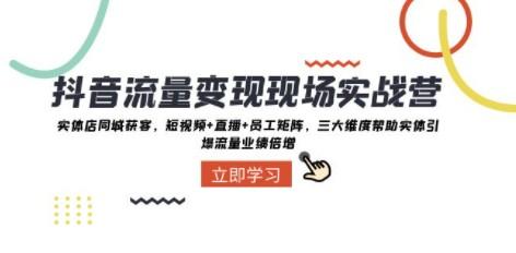 抖音·流量变现现场实战营：实体店同城获客，短视频+直播+员工矩阵 三大…-轻松搞定副业 - 高效赚钱方法和建议
