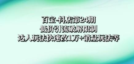 百宝-抖店第24期：低价引流破解限制，达人玩法快速改1万+销量玩法等-轻松搞定副业 - 高效赚钱方法和建议