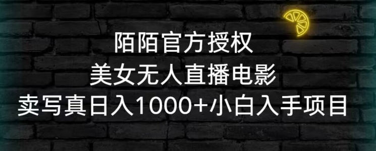 陌陌官方授权美女无人直播电影，卖写真日入1000+小白入手项目【揭秘】-轻松搞定副业 - 高效赚钱方法和建议