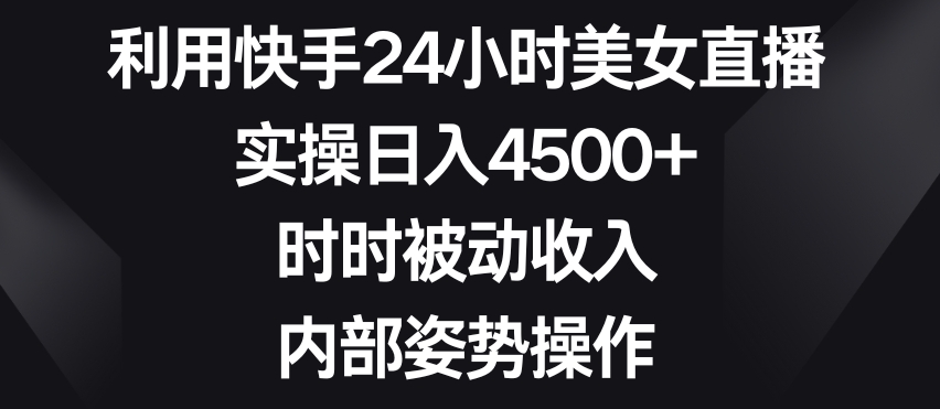 利用快手24小时美女直播，实操日入4500+，时时被动收入，内部姿势操作【揭秘】-轻松搞定副业 - 高效赚钱方法和建议