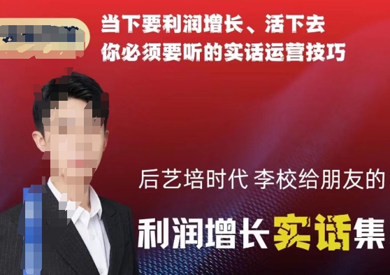 后艺培时代李校给朋友的利润增长实话集，当下要利润增长、活下去你必须要听的实话运营技巧-轻松搞定副业 - 高效赚钱方法和建议