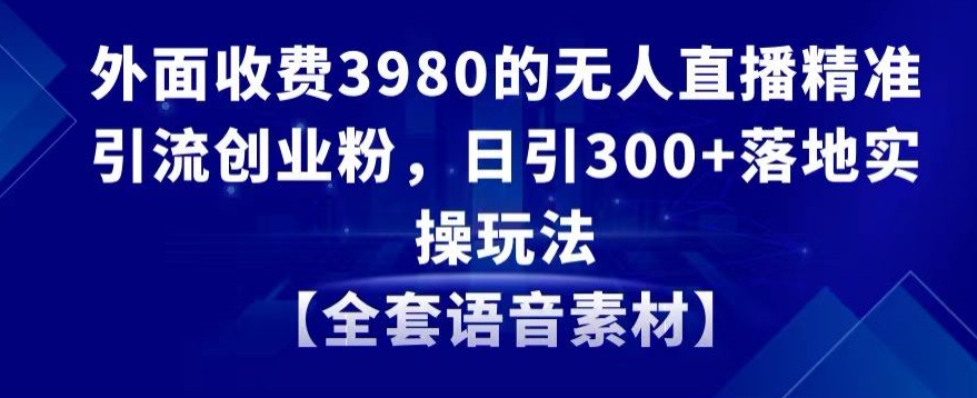 外面收费3980的无人直播精准引流创业粉，日引300+落地实操玩法【全套语音素材】【揭秘】-轻松搞定副业 - 高效赚钱方法和建议