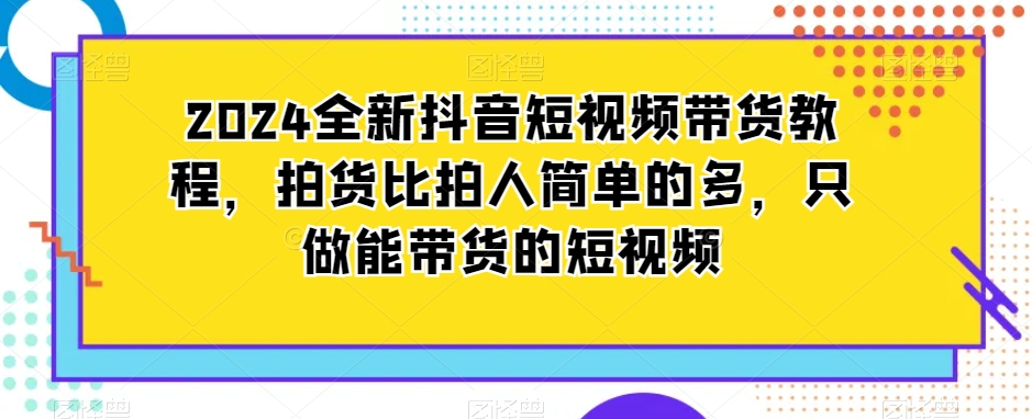 2024全新抖音短视频带货教程，拍货比拍人简单的多，只做能带货的短视频-轻松搞定副业 - 高效赚钱方法和建议