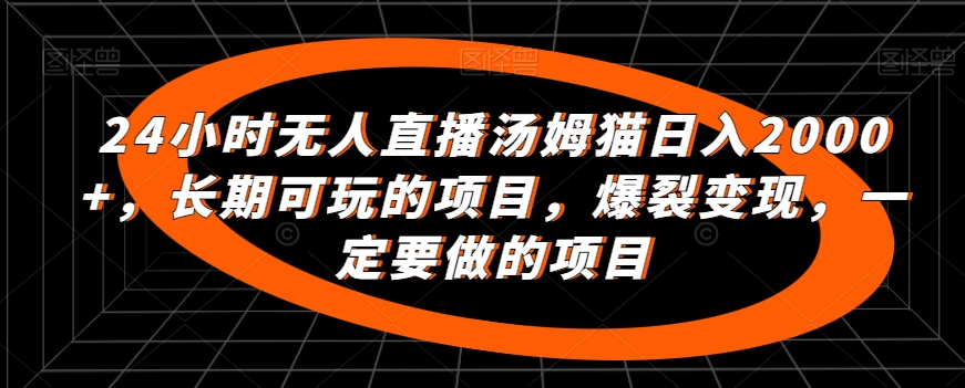 24小时无人直播汤姆猫日入2000+，长期可玩的项目，爆裂变现，一定要做的项目【揭秘】-轻松搞定副业 - 高效赚钱方法和建议