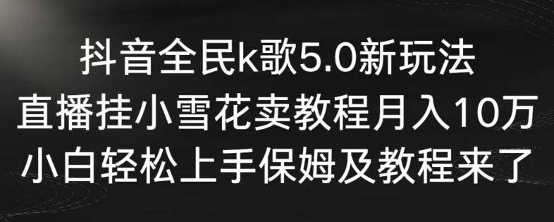 抖音全民k歌5.0新玩法，直播挂小雪花卖教程月入10万，小白轻松上手，保姆及教程来了【揭秘】-轻松搞定副业 - 高效赚钱方法和建议