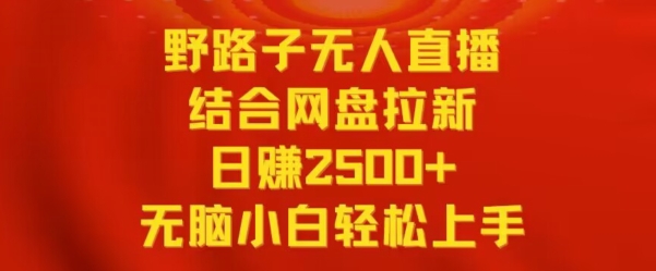 野路子无人直播结合网盘拉新，日赚2500+，小白无脑轻松上手【揭秘】-轻松搞定副业 - 高效赚钱方法和建议