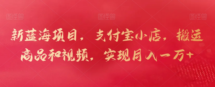 新蓝海项目，支付宝小店，搬运商品和视频，实现月入一万+【揭秘】-轻松搞定副业 - 高效赚钱方法和建议