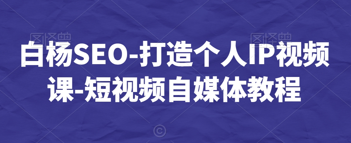 白杨SEO-打造个人IP视频课-短视频自媒体教程-轻松搞定副业 - 高效赚钱方法和建议