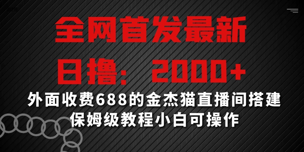 全网首发最新，日撸2000+，外面收费688的金杰猫直播间搭建，保姆级教程小白可操作【揭秘】-轻松搞定副业 - 高效赚钱方法和建议
