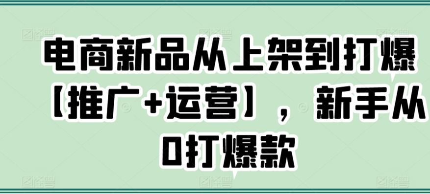 电商新品从上架到打爆【推广+运营】，新手从0打爆款-轻松搞定副业 - 高效赚钱方法和建议