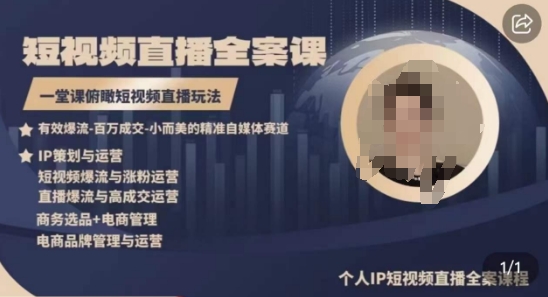 高品质IP短视频直播全案课程，一堂课俯瞰短视频直播玩法-轻松搞定副业 - 高效赚钱方法和建议