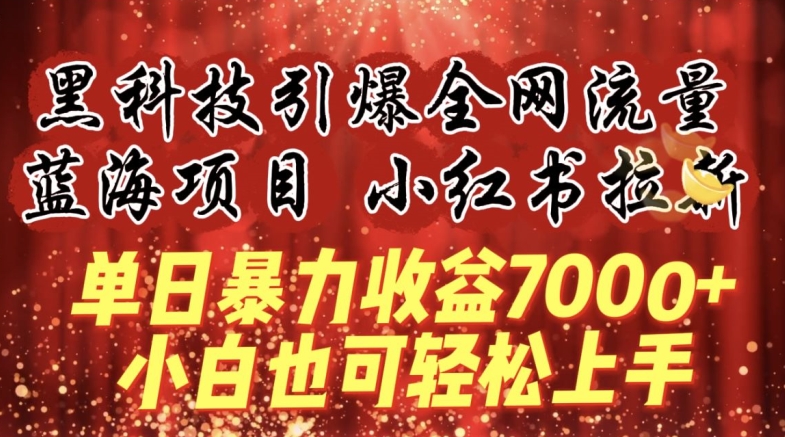 蓝海项目!黑科技引爆全网流量小红书拉新，单日暴力收益7000+，小白也能轻松上手【揭秘】-轻松搞定副业 - 高效赚钱方法和建议