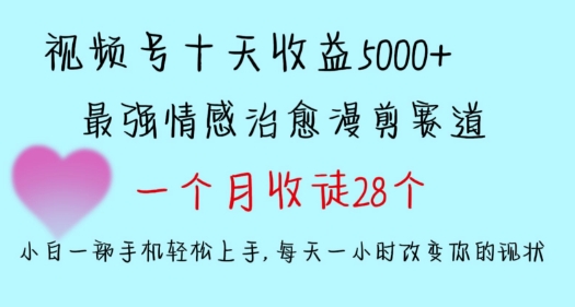 十天收益5000+，多平台捞金，视频号情感治愈漫剪，一个月收徒28个，小白一部手机轻松上手【揭秘】-轻松搞定副业 - 高效赚钱方法和建议