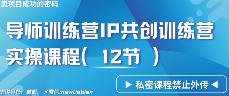导师训练营3.0IP共创训练营私密实操课程（12节）-卖项目的密码成功秘诀【揭秘】打造ip卖项目-轻松搞定副业 - 高效赚钱方法和建议