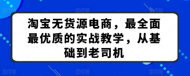 淘宝无货源电商，最全面最优质的实战教学，从基础到老司机-轻松搞定副业 - 高效赚钱方法和建议