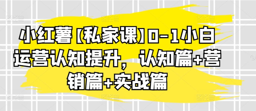 小红薯【私家课】0-1小白运营认知提升，认知篇+营销篇+实战篇-轻松搞定副业 - 高效赚钱方法和建议