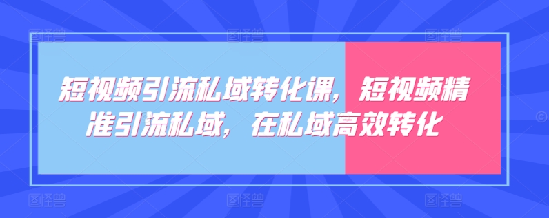 短视频引流私域转化课，短视频精准引流私域，在私域高效转化-轻松搞定副业 - 高效赚钱方法和建议