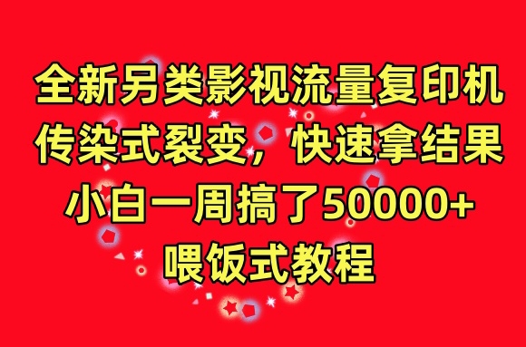 全新另类影视流量复印机，传染式裂变，快速拿结果，小白一周搞了50000+，喂饭式教程【揭秘】-轻松搞定副业 - 高效赚钱方法和建议