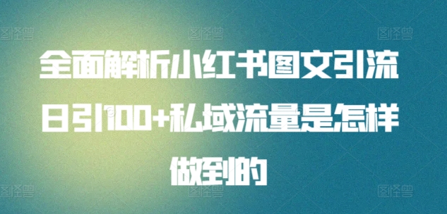 全面解析小红书图文引流日引100+私域流量是怎样做到的【揭秘】-轻松搞定副业 - 高效赚钱方法和建议