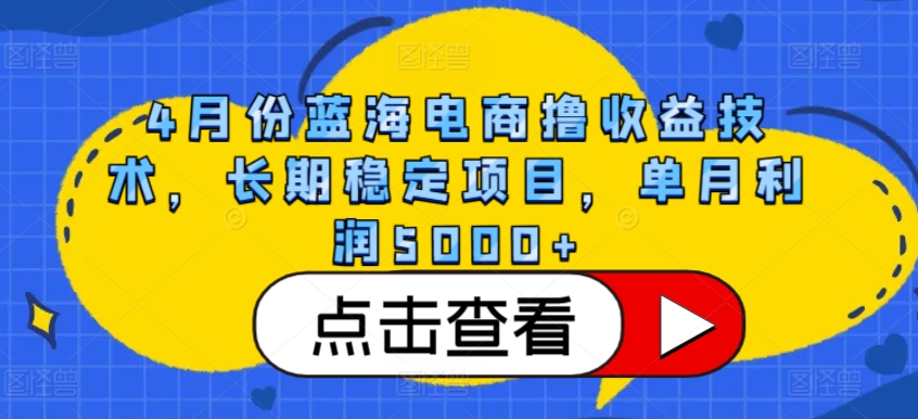 4月份蓝海电商撸收益技术，长期稳定项目，单月利润5000+【揭秘】-轻松搞定副业 - 高效赚钱方法和建议