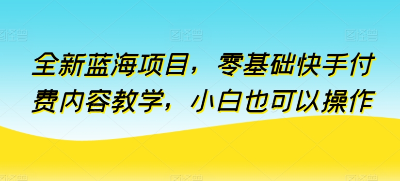 全新蓝海项目，零基础快手付费内容教学，小白也可以操作【揭秘】-轻松搞定副业 - 高效赚钱方法和建议