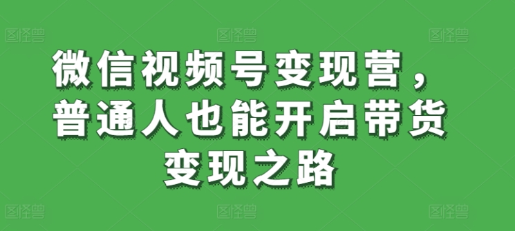 微信视频号变现营，普通人也能开启带货变现之路-轻松搞定副业 - 高效赚钱方法和建议