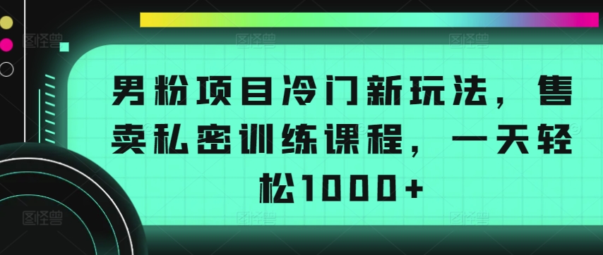 男粉项目冷门新玩法，售卖私密训练课程，一天轻松1000+【揭秘】-轻松搞定副业 - 高效赚钱方法和建议
