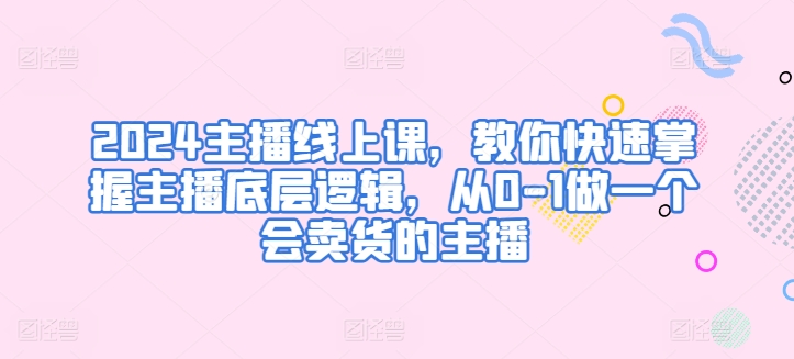 2024主播线上课，教你快速掌握主播底层逻辑，从0-1做一个会卖货的主播-轻松搞定副业 - 高效赚钱方法和建议