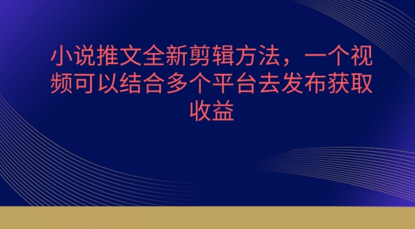 小说推文全新剪辑方法，一个视频可以结合多个平台去发布获取【揭秘】-轻松搞定副业 - 高效赚钱方法和建议
