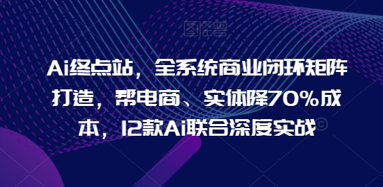 Ai终点站，全系统商业闭环矩阵打造，帮电商、实体降70%成本，12款Ai联合深度实战-轻松搞定副业 - 高效赚钱方法和建议