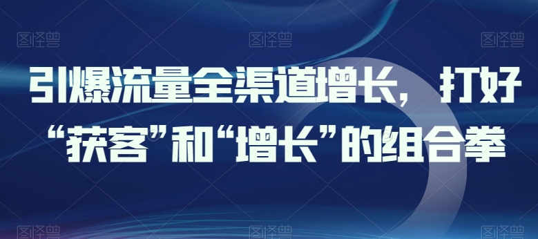 引爆流量全渠道增长，打好“获客”和“增长”的组合拳-轻松搞定副业 - 高效赚钱方法和建议