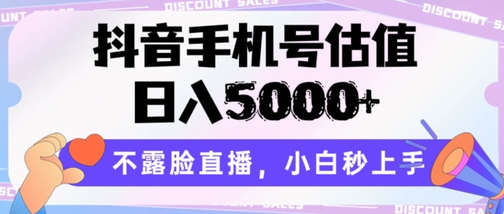 抖音手机号估值，日入5000+，不露脸直播，小白秒上手【揭秘】-轻松搞定副业 - 高效赚钱方法和建议