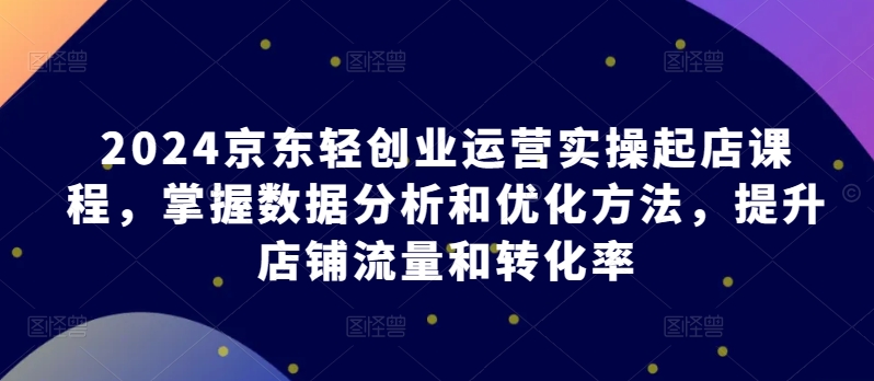 2024京东轻创业运营实操起店课程，掌握数据分析和优化方法，提升店铺流量和转化率-轻松搞定副业 - 高效赚钱方法和建议