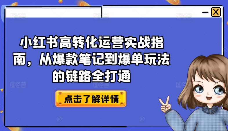 小红书高转化运营实战指南，从爆款笔记到爆单玩法的链路全打通-轻松搞定副业 - 高效赚钱方法和建议