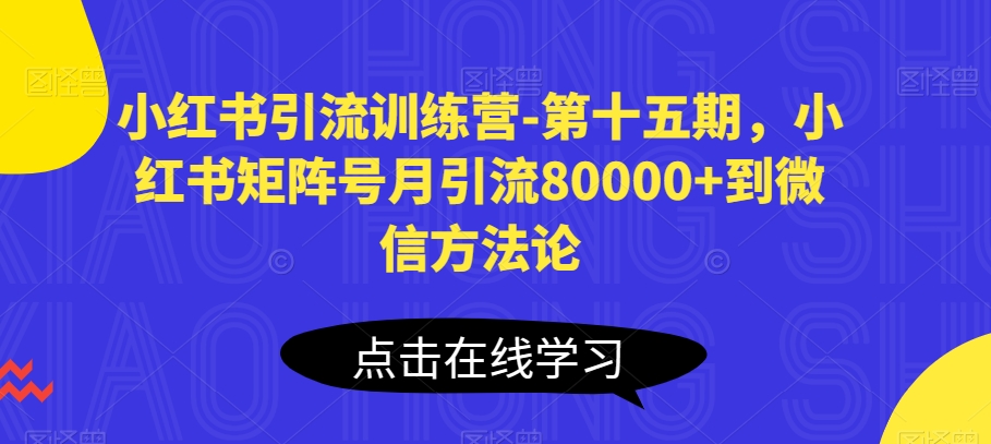 小红书引流训练营-第十五期，小红书矩阵号月引流80000+到微信方法论-轻松搞定副业 - 高效赚钱方法和建议