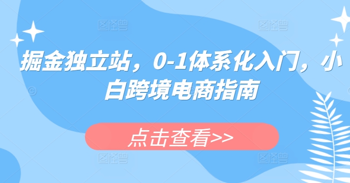 掘金独立站，0-1体系化入门，小白跨境电商指南-轻松搞定副业 - 高效赚钱方法和建议
