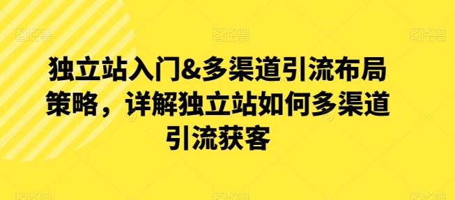 独立站入门&多渠道引流布局策略，详解独立站如何多渠道引流获客-轻松搞定副业 - 高效赚钱方法和建议