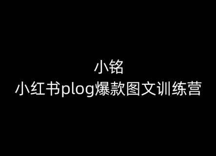 小铭-小红书plog爆款图文训练营，教你从0-1做小红书-轻松搞定副业 - 高效赚钱方法和建议