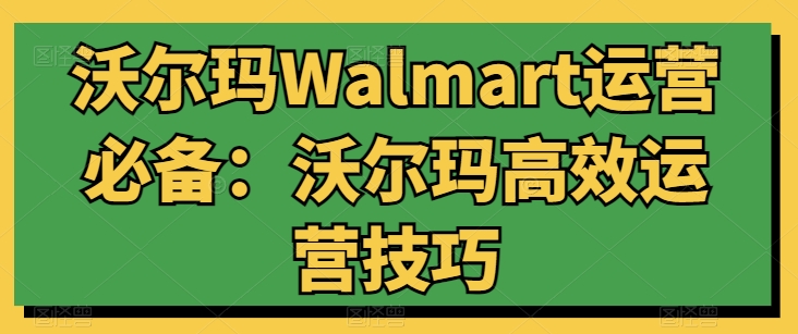 沃尔玛Walmart运营必备：沃尔玛高效运营技巧-轻松搞定副业 - 高效赚钱方法和建议