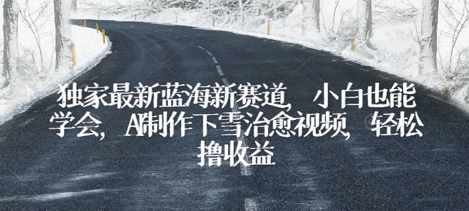 独家最新蓝海新赛道，小白也能学会，AI制作下雪治愈视频，轻松撸收益【揭秘】-轻松搞定副业 - 高效赚钱方法和建议