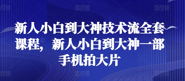新人小白到大神技术流全套课程，新人小白到大神一部手机拍大片-轻松搞定副业 - 高效赚钱方法和建议