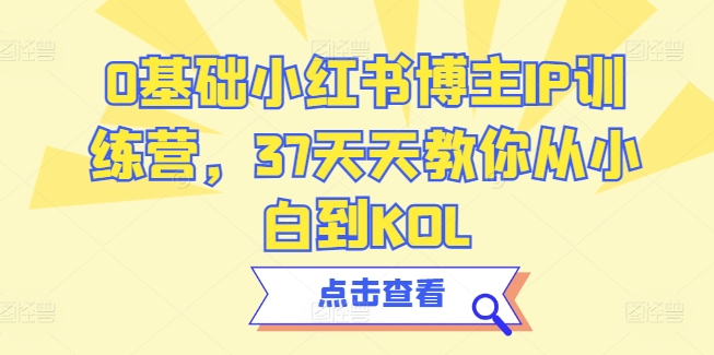 0基础小红书博主IP训练营，37天天教你从小白到KOL-轻松搞定副业 - 高效赚钱方法和建议